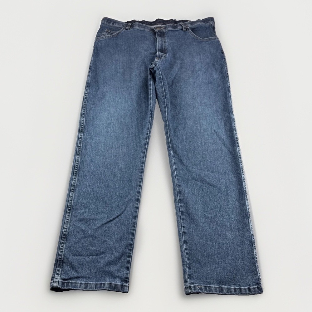 Wrangler Flex Jeans Mens 40x32 Blue Denim Pants Stretch Casual Straight Regular